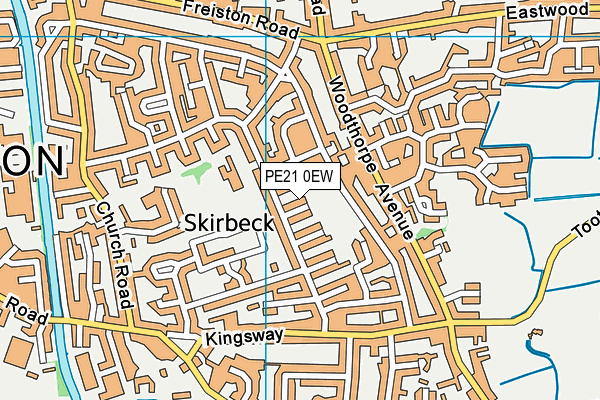 PE21 0EW map - OS VectorMap District (Ordnance Survey)