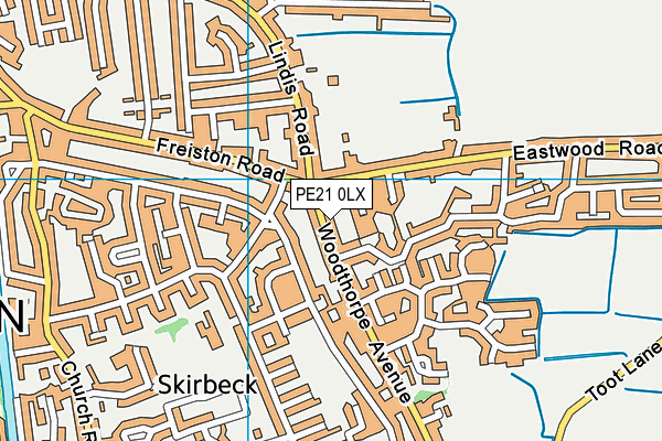 PE21 0LX map - OS VectorMap District (Ordnance Survey)