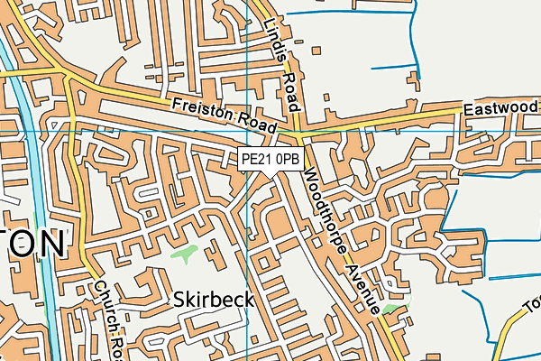 PE21 0PB map - OS VectorMap District (Ordnance Survey)