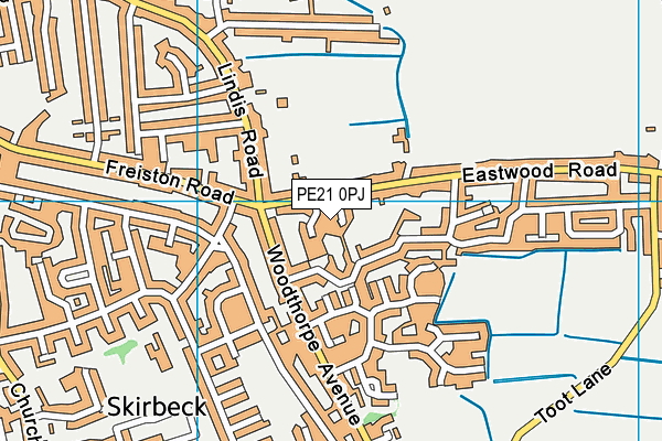 PE21 0PJ map - OS VectorMap District (Ordnance Survey)