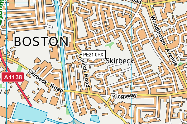 Boston Endeavour Academy map (PE21 0PX) - OS VectorMap District (Ordnance Survey)
