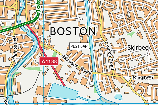 PE21 6AP map - OS VectorMap District (Ordnance Survey)