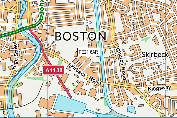 PE21 6AR map - OS VectorMap District (Ordnance Survey)