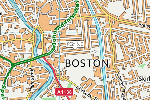 Boston Grammar School map (PE21 6JE) - OS VectorMap District (Ordnance Survey)