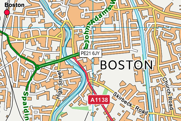 The Boston Grammar School map (PE21 6JY) - OS VectorMap District (Ordnance Survey)