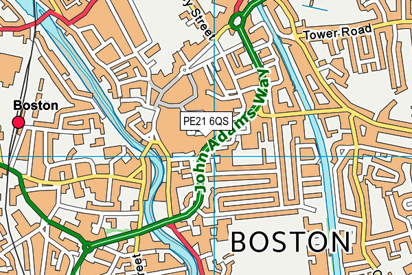 PE21 6QS map - OS VectorMap District (Ordnance Survey)