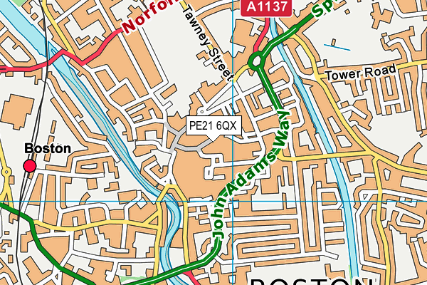 PE21 6QX map - OS VectorMap District (Ordnance Survey)