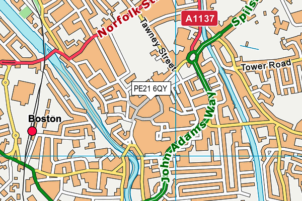 PE21 6QY map - OS VectorMap District (Ordnance Survey)