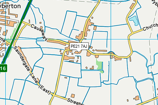 PE21 7AJ map - OS VectorMap District (Ordnance Survey)