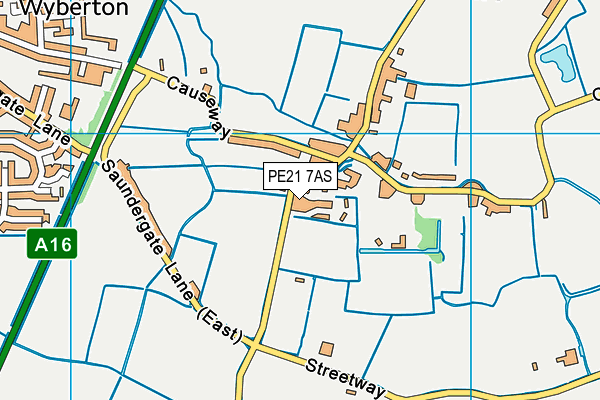 PE21 7AS map - OS VectorMap District (Ordnance Survey)