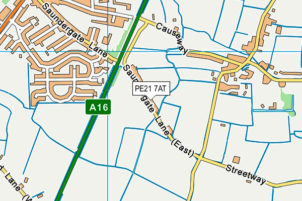 PE21 7AT map - OS VectorMap District (Ordnance Survey)