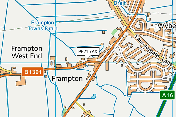 PE21 7AX map - OS VectorMap District (Ordnance Survey)