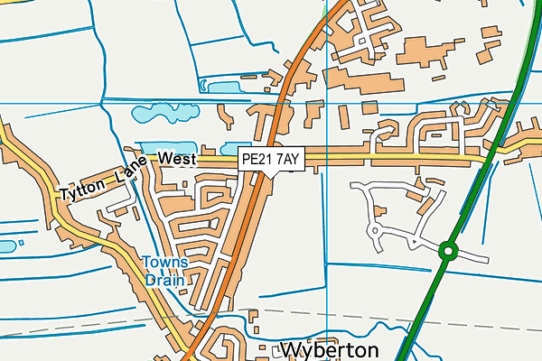 PE21 7AY map - OS VectorMap District (Ordnance Survey)