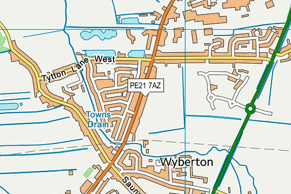 PE21 7AZ map - OS VectorMap District (Ordnance Survey)