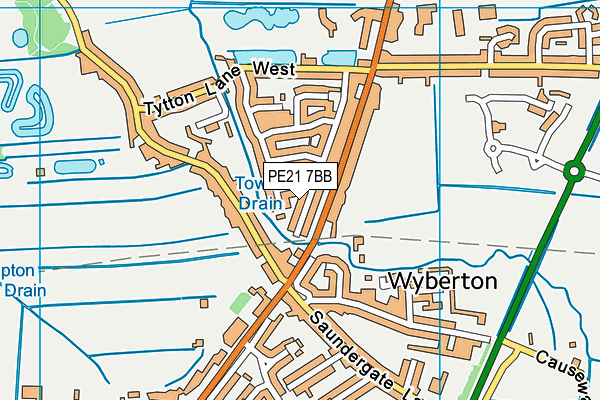 PE21 7BB map - OS VectorMap District (Ordnance Survey)