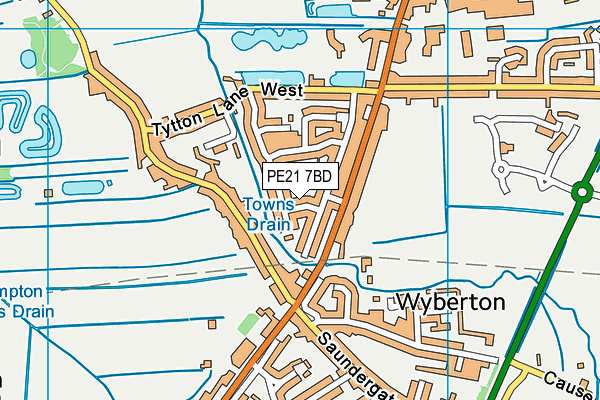 PE21 7BD map - OS VectorMap District (Ordnance Survey)