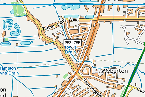 PE21 7BE map - OS VectorMap District (Ordnance Survey)
