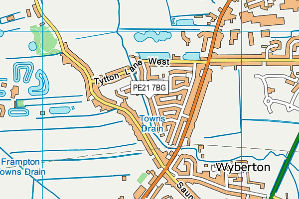 PE21 7BG map - OS VectorMap District (Ordnance Survey)