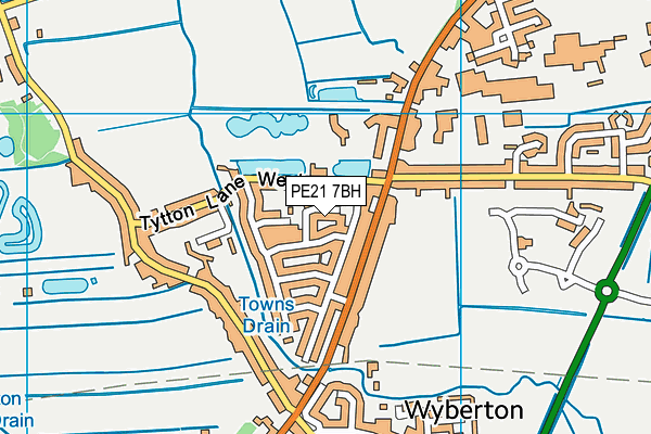 PE21 7BH map - OS VectorMap District (Ordnance Survey)