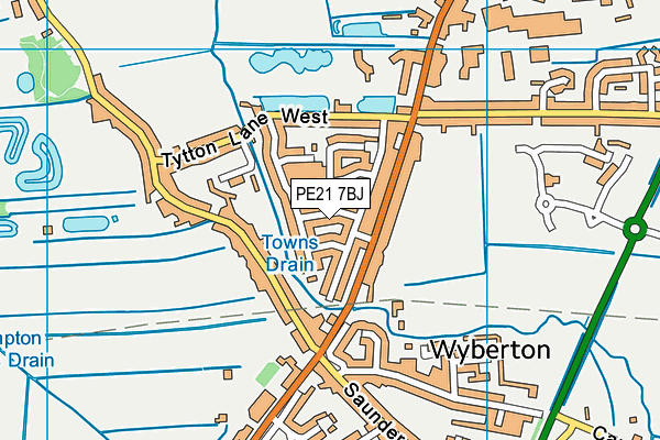 PE21 7BJ map - OS VectorMap District (Ordnance Survey)