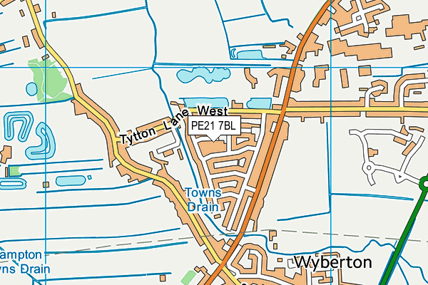 PE21 7BL map - OS VectorMap District (Ordnance Survey)