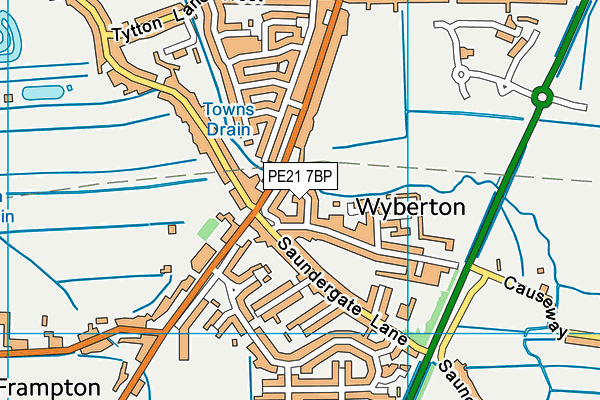 PE21 7BP map - OS VectorMap District (Ordnance Survey)