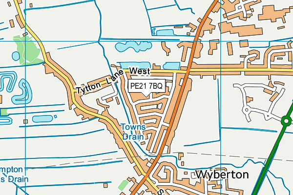 PE21 7BQ map - OS VectorMap District (Ordnance Survey)