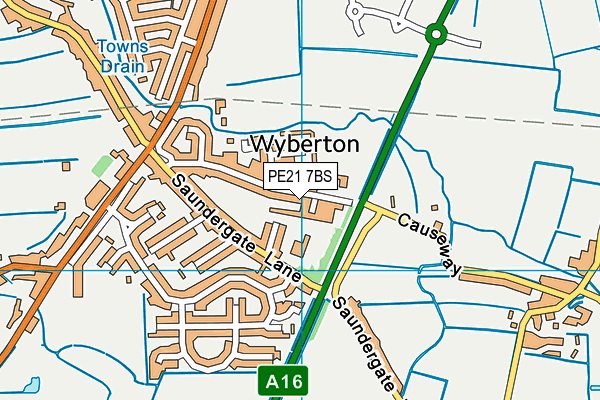 Wyberton Playing Field map (PE21 7BS) - OS VectorMap District (Ordnance Survey)