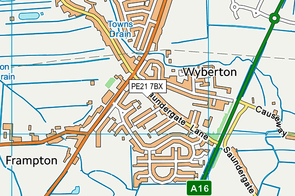 PE21 7BX map - OS VectorMap District (Ordnance Survey)