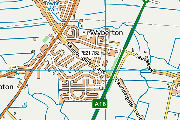Wyberton Primary Academy map (PE21 7BZ) - OS VectorMap District (Ordnance Survey)