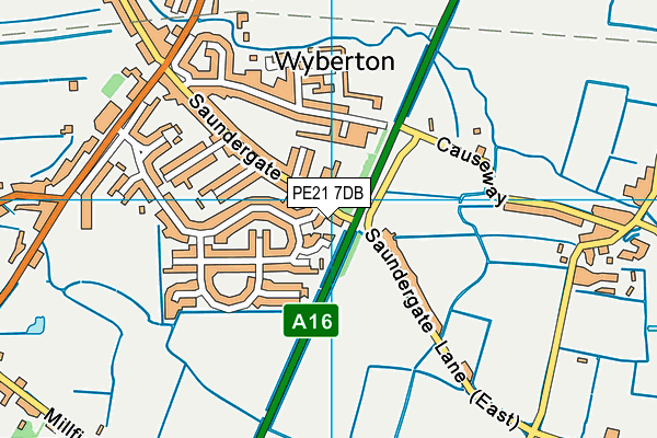 PE21 7DB map - OS VectorMap District (Ordnance Survey)