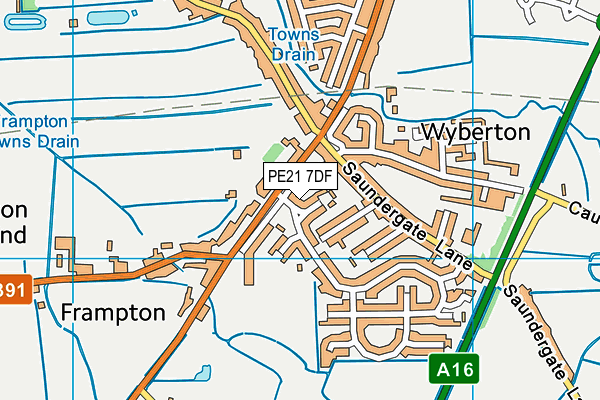 PE21 7DF map - OS VectorMap District (Ordnance Survey)