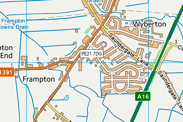 PE21 7DG map - OS VectorMap District (Ordnance Survey)