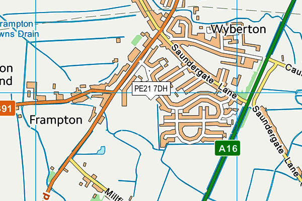 PE21 7DH map - OS VectorMap District (Ordnance Survey)