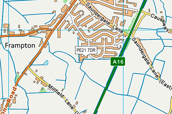 PE21 7DR map - OS VectorMap District (Ordnance Survey)