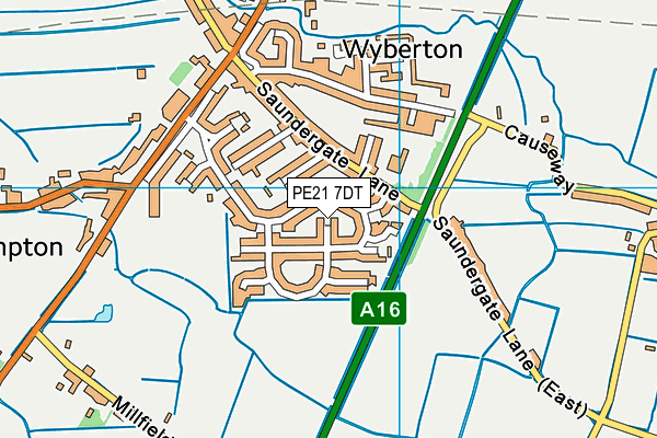 PE21 7DT map - OS VectorMap District (Ordnance Survey)