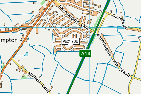PE21 7DU map - OS VectorMap District (Ordnance Survey)
