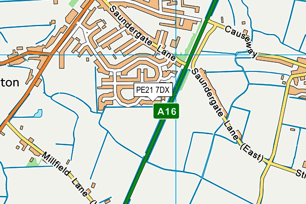 PE21 7DX map - OS VectorMap District (Ordnance Survey)