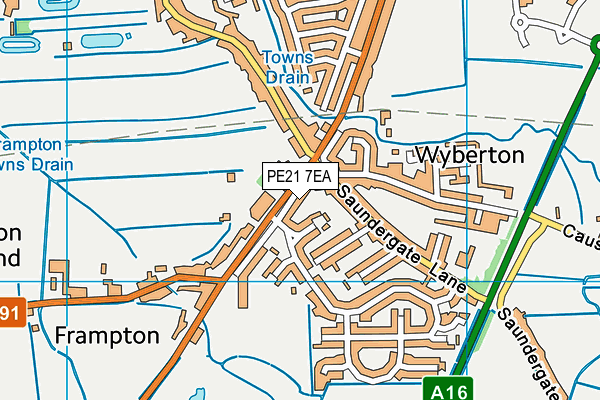 PE21 7EA map - OS VectorMap District (Ordnance Survey)