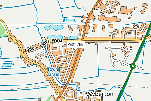 PE21 7EB map - OS VectorMap District (Ordnance Survey)