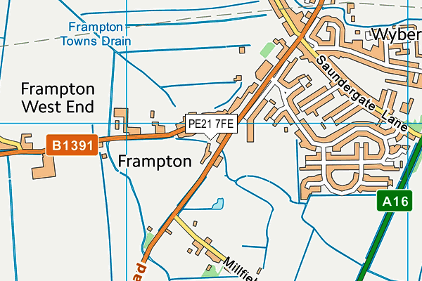 PE21 7FE map - OS VectorMap District (Ordnance Survey)
