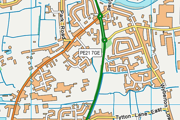 PE21 7GE map - OS VectorMap District (Ordnance Survey)