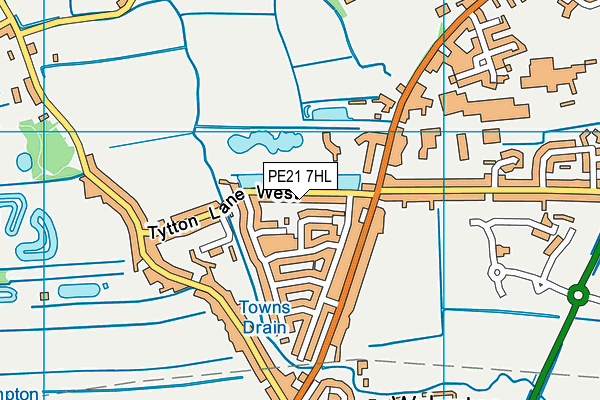 PE21 7HL map - OS VectorMap District (Ordnance Survey)