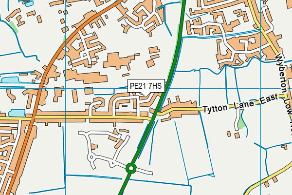 PE21 7HS map - OS VectorMap District (Ordnance Survey)