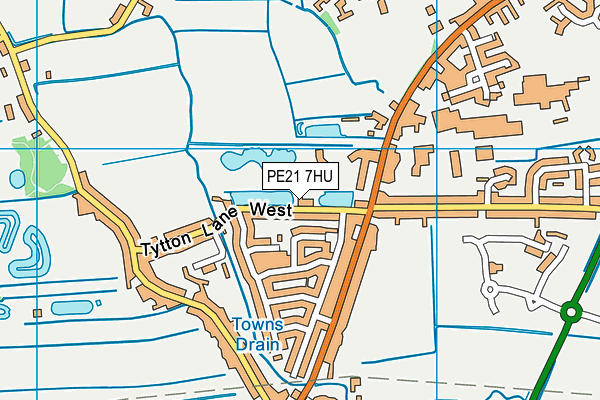 PE21 7HU map - OS VectorMap District (Ordnance Survey)