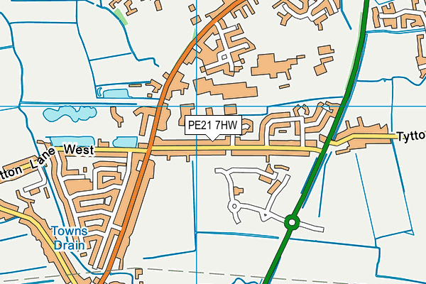 PE21 7HW map - OS VectorMap District (Ordnance Survey)