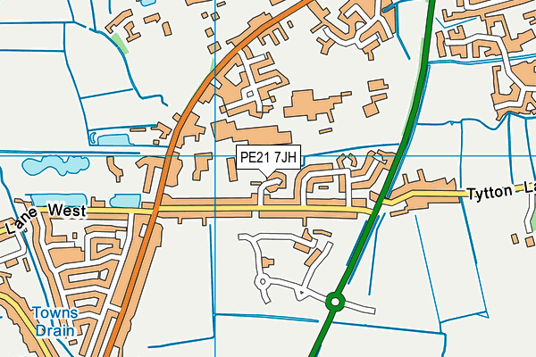 PE21 7JH map - OS VectorMap District (Ordnance Survey)