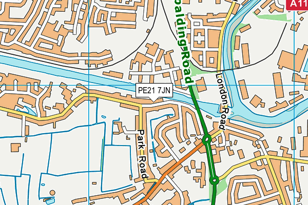 PE21 7JN map - OS VectorMap District (Ordnance Survey)