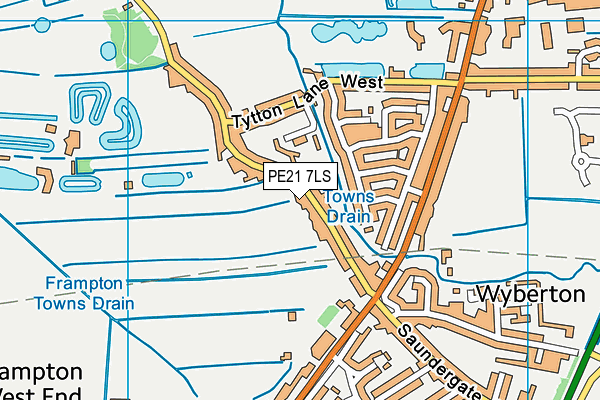 PE21 7LS map - OS VectorMap District (Ordnance Survey)