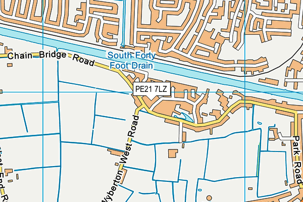 PE21 7LZ map - OS VectorMap District (Ordnance Survey)